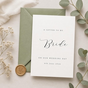 Para minha noiva no nosso dia de casamento | Cartão com carta para minha esposa | Cartão personalizado para o nosso casamento | Cartão para futura esposa | Cartão para minha esposa