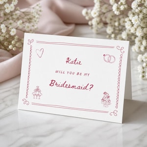 Willst du meine Brautjungfer sein Karte|Sei meine Trauzeugin Vorschlag|Blumenmädchen| Zauberhafte Brautjungfer Karten|Brautjungfer Vorschlag Karte|Pink Swirl Bow