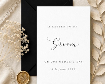Zu meinem Bräutigam an unserem Hochzeitstag | Buchstabe an meinen Bräutigam Karte | Personalisiert am Hochzeitstag Karte | Zukünftiger Ehemann Karte | Karte für meinen Mann