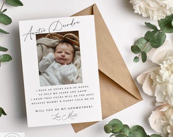 Personalised Will You Be My Godmother|Godparents Card|Photo Card|Godfather Proposal Card|Godmother Proposal|Christening|Madrina|Boy Girl
