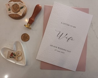 Wedding Letter To Wife Card|Personalised Love Letter|Wedding Day Letter To My Bride|To My Wife On Our Wedding Day Card|Wax Seal|To My Bride