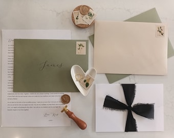 Wedding Letter To Wife |Personalised Love Letter|Wedding Day Letter To My Bride|To My Wife On Our Wedding Day |Wax Seal|Moss Green - Black