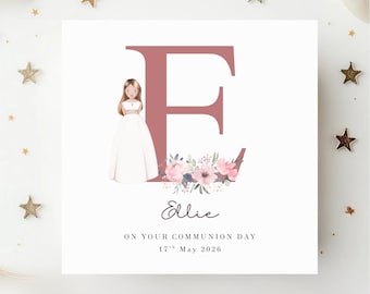 Tarjeta de Primera Comunión/Tarjeta de Comunión Personalizada/Tarjeta Personalizada para Ahijado/Regalo de Comunión/Tarjeta de Comunión para Nieto/Sobrina/Sobrino