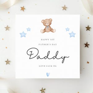Eerste vaderdagkaart|1e vaderdagkaart van baby|Gepersonaliseerde vaderdagkaart|Daddy Bear-kaart|Schattige vaderdagkaart|Vaderdag|Dada