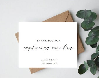 Photographer Thank You Card|Card For Wedding Photographer|Wedding Thank You|Winter Wedding |Wedding Videographer Card|Wedding Thank You Card