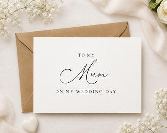 à ma mère le jour de mon mariage|Lettre à ma mère | Carte personnalisée le jour de mon mariage|Carte pour la mère de la mariée|Carte pour ma mère|Maman|Maman