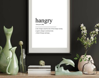 HANGRY Dictionary Definition Quote Print Wall Art Room - Etsy Australia