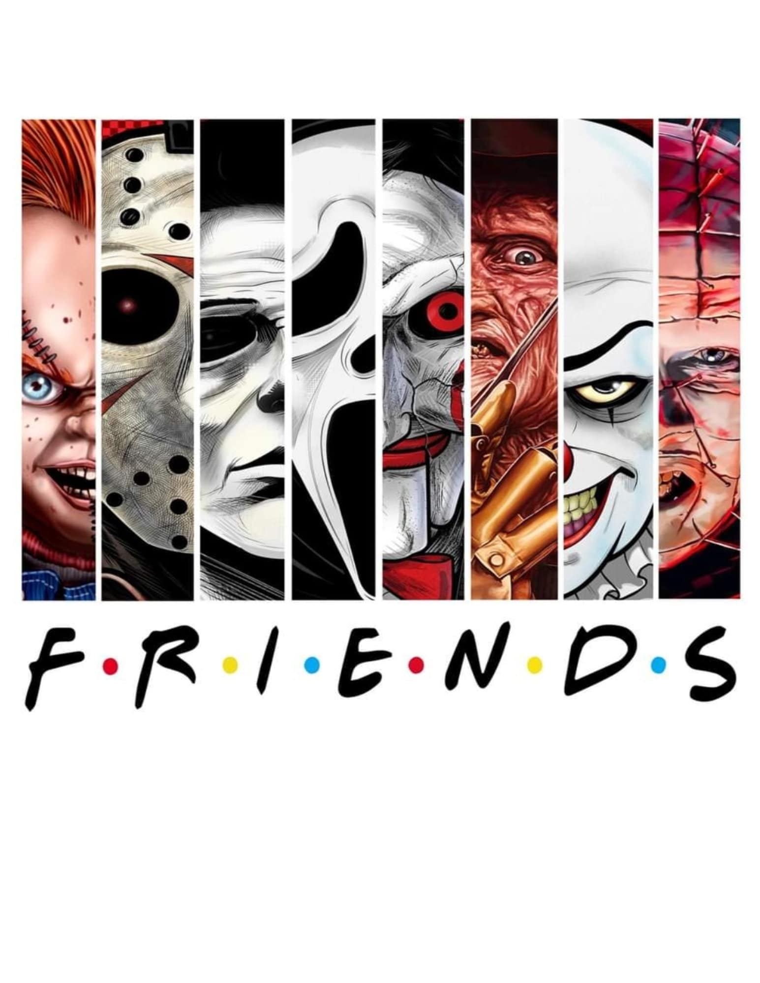 FREE FRIENDS Chucky Jason Michael Meyers Scream Saw Freddy Pennywise It Pin  Head TRANSPARENT Svg Png Digital Down Load Sublimation Tumblers - Etsy, image size:1545x2000