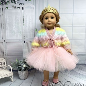 18 inch Doll Clothing, Set Top & Skirt for American Girl Doll, Tulle Skirt, Dress Doll, 18 inch Doll Dress
