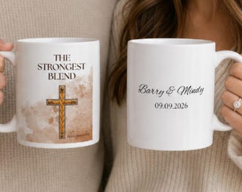 Taza de café personalizada para bodas cristianas, taza personalizada para parejas, la mezcla más fuerte, regalo de boda para novios, taza con temática religiosa.