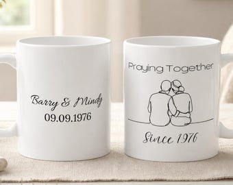 Taza conmemorativa del 50.º aniversario de bodas (1976), regalo personalizado para parejas, 50 años juntos, taza de café, regalo cristiano de aniversario.