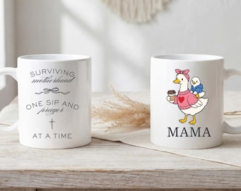 Taza de café personalizada para mamá, Cristianismo, Sobreviviendo a la maternidad, Regalos para ella, Regalo divertido para mamá, Taza del Día de la Madre, Regalo para mamá primeriza, Silly Goose