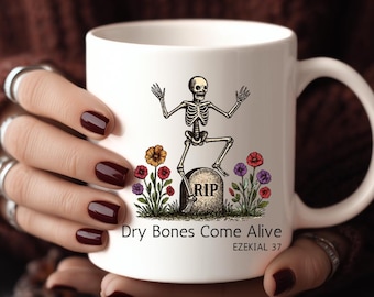 Taza de café con motivos florales de Halloween y cristianismo, con versículos bíblicos, taza cristiana de Halloween, taza de Halloween con esqueleto, regalos de Halloween, taza de café, regalos de otoño
