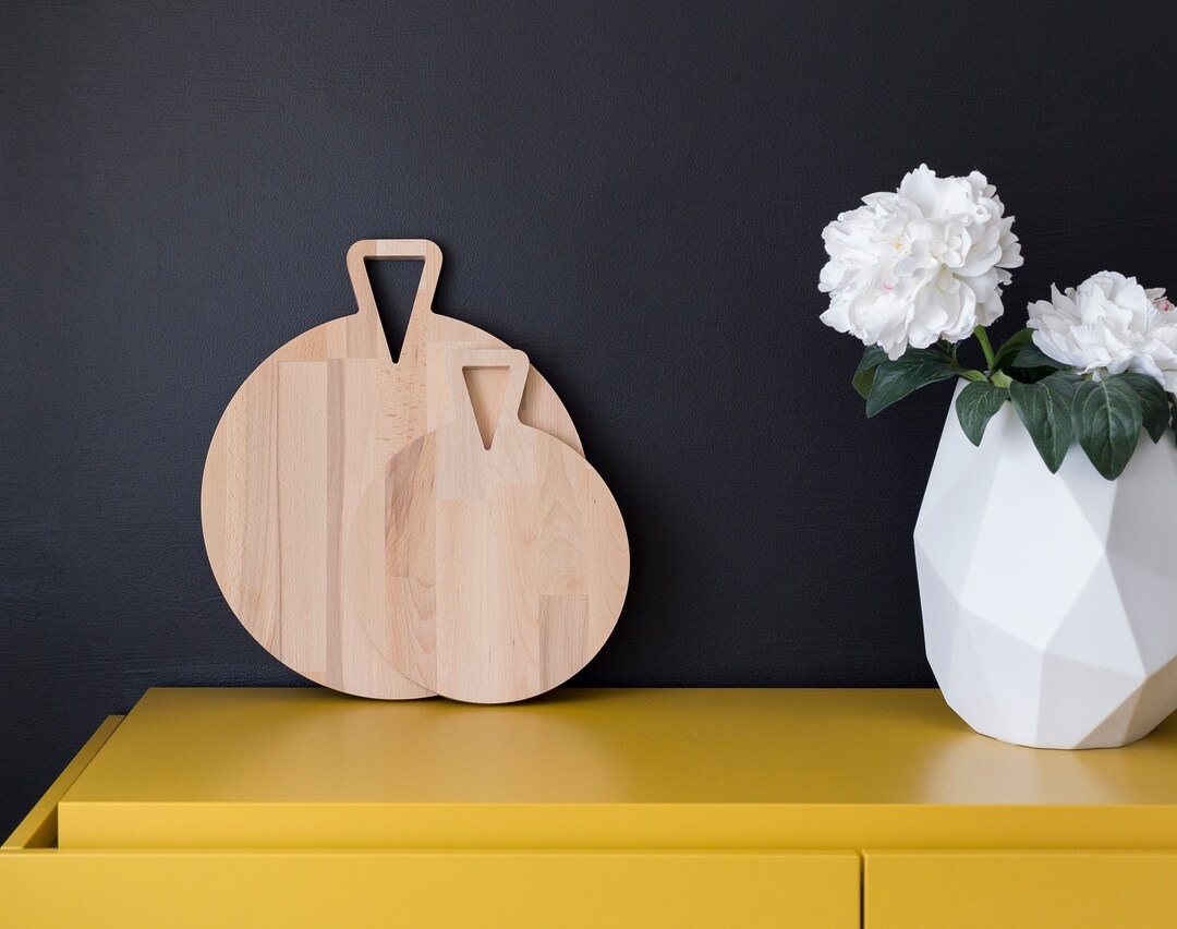 Custom Modern Wood Round Tray Aperitif Tray Charcuterie Etsy