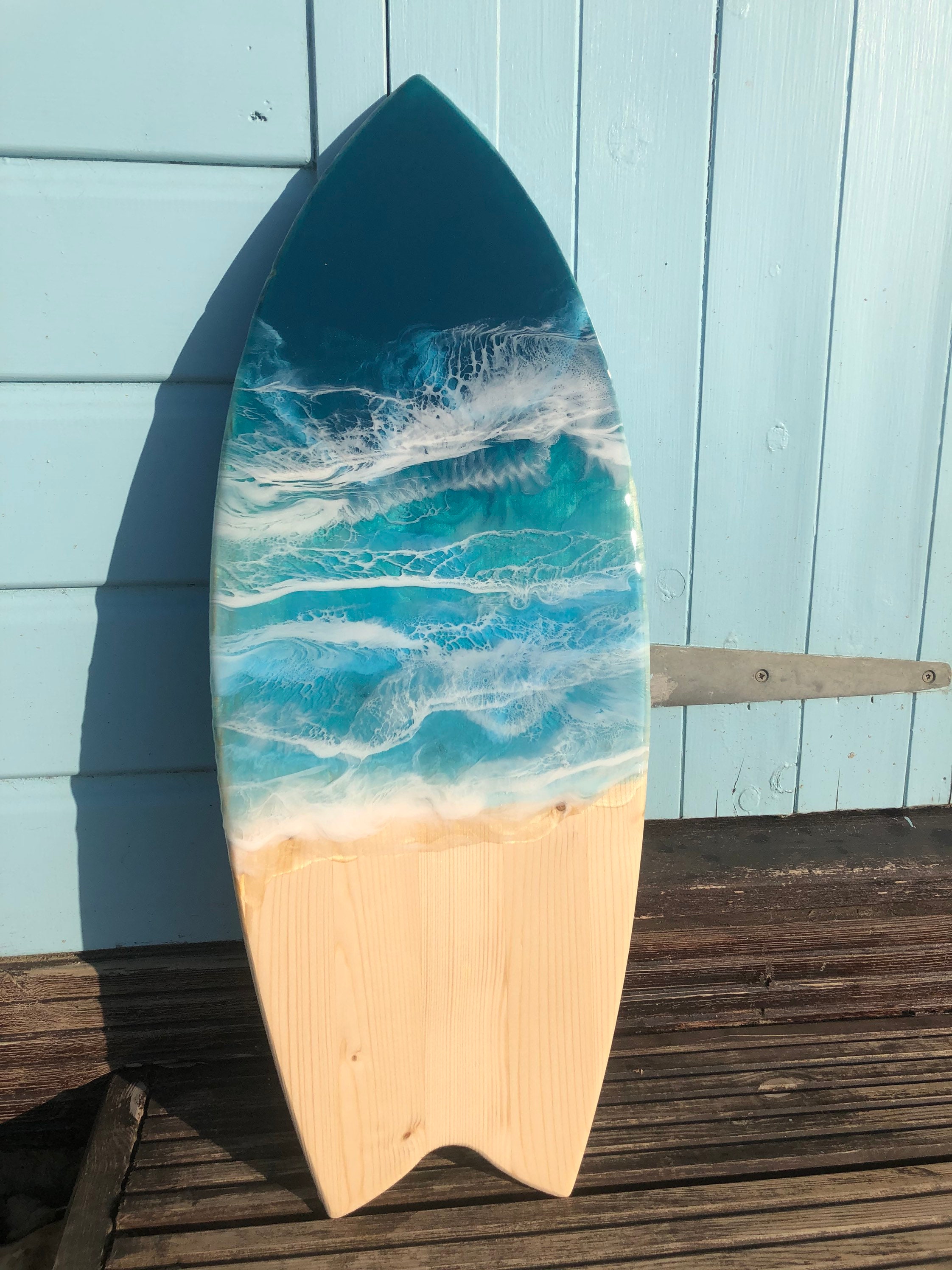 Large Surfboard beach/wave resin art Etsy
