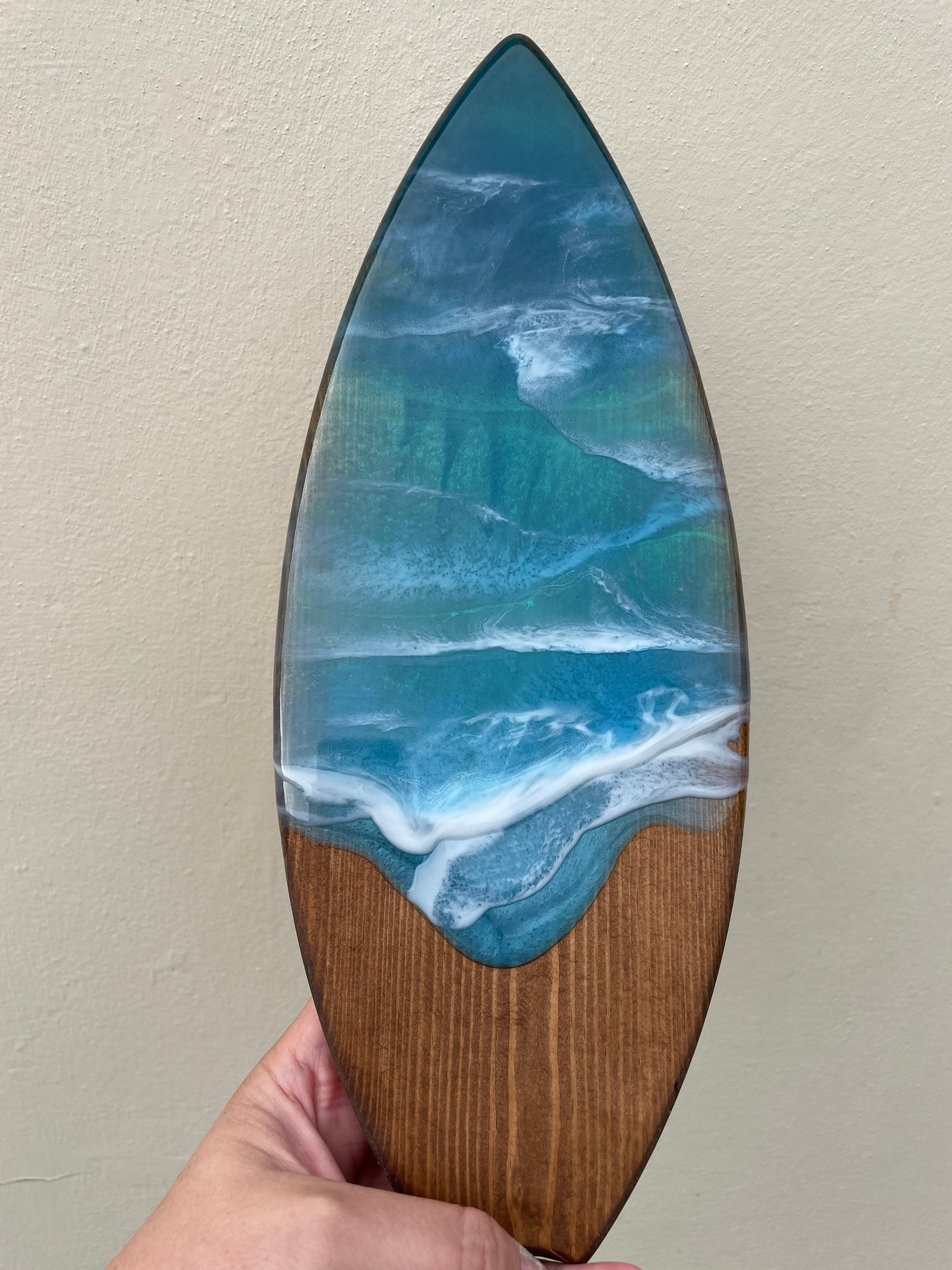 Surfboard beach/wave resin art | Etsy