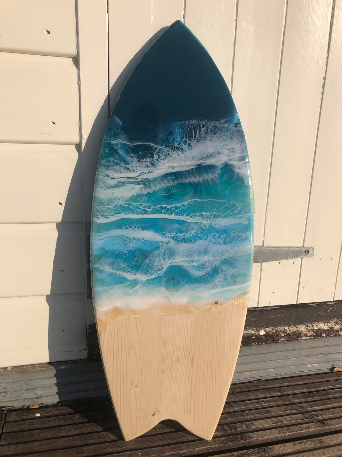 Large Surfboard beach/wave resin art Etsy