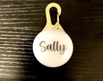 Personalized LED Safety Light, Custom Dog Collar Tag, light up custom Backpack tag, Hiking bag