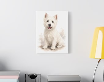 Westie Dog Watercolor Portrait Matte Canvas