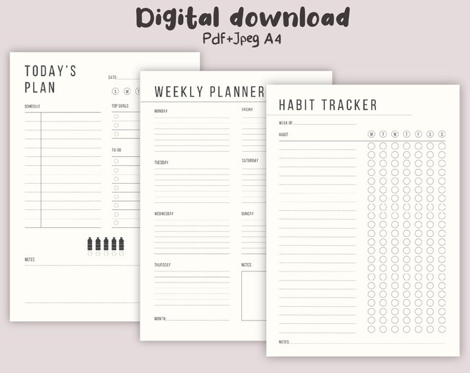 Stylish Planner, Printable Daily Planner, PDF Printable Planner, Daily ...