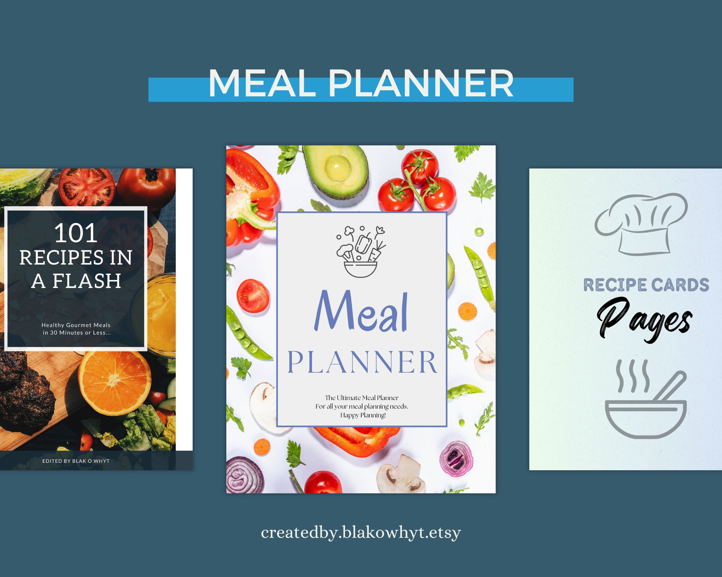 Meal Planner Printable Bundle, Digital Download, Recipe Card Pages ...