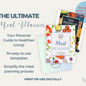May include: The Ultimate Meal Planner, a digital printable guide with 54 easy-to-use templates to simplify meal planning. The cover features a colorful image of fresh vegetables and the text "101 Recipes In".
