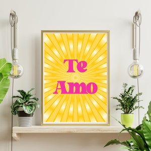 Te Amo Retro Wall Print