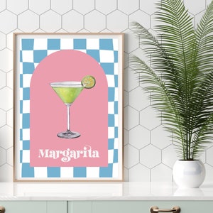 Impresión de arte de pared de cóctel Margarita, cartel de barra retro maximalista
