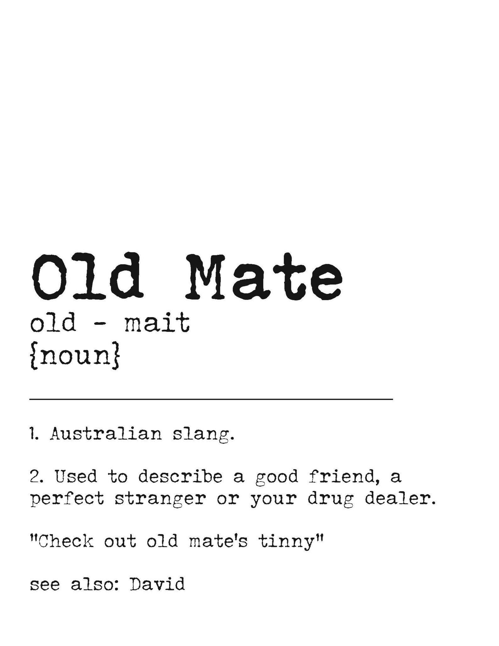 Old Mate Definition Wall Print Etsy