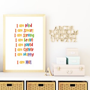 Child's Affirmation Print, Affirmation Wall Art, Bright Colours Print
