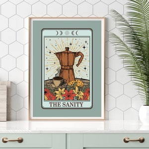 Tarotkaart afdrukken, de koffie, Tarot kunst aan de muur