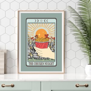 Tarot Card Print, The Chicken Nugget, Tarot Wall Póster