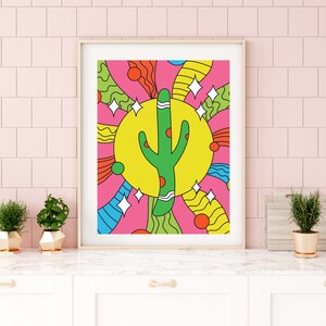 Kaktus Maximalist Wandkunst, Retro Wandposter