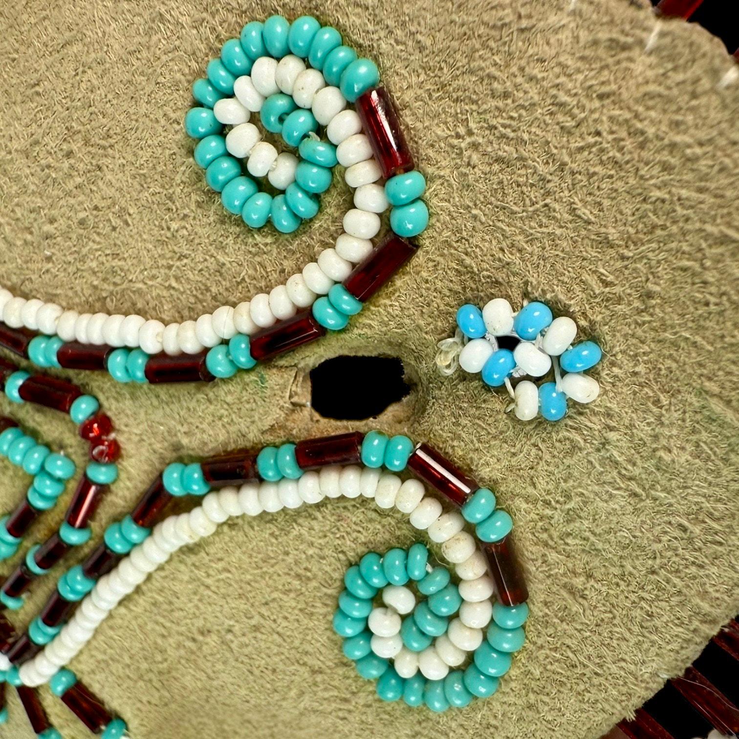Vintage Southwestern Beaded Buckskin Hair Barrette Native American Beaded Hair Barrettes -Sioux (170bc4  main image 3