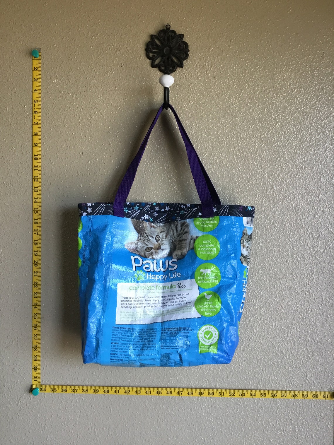 Repurposed Cat food sack overnight bag tote shopping bag Etsy