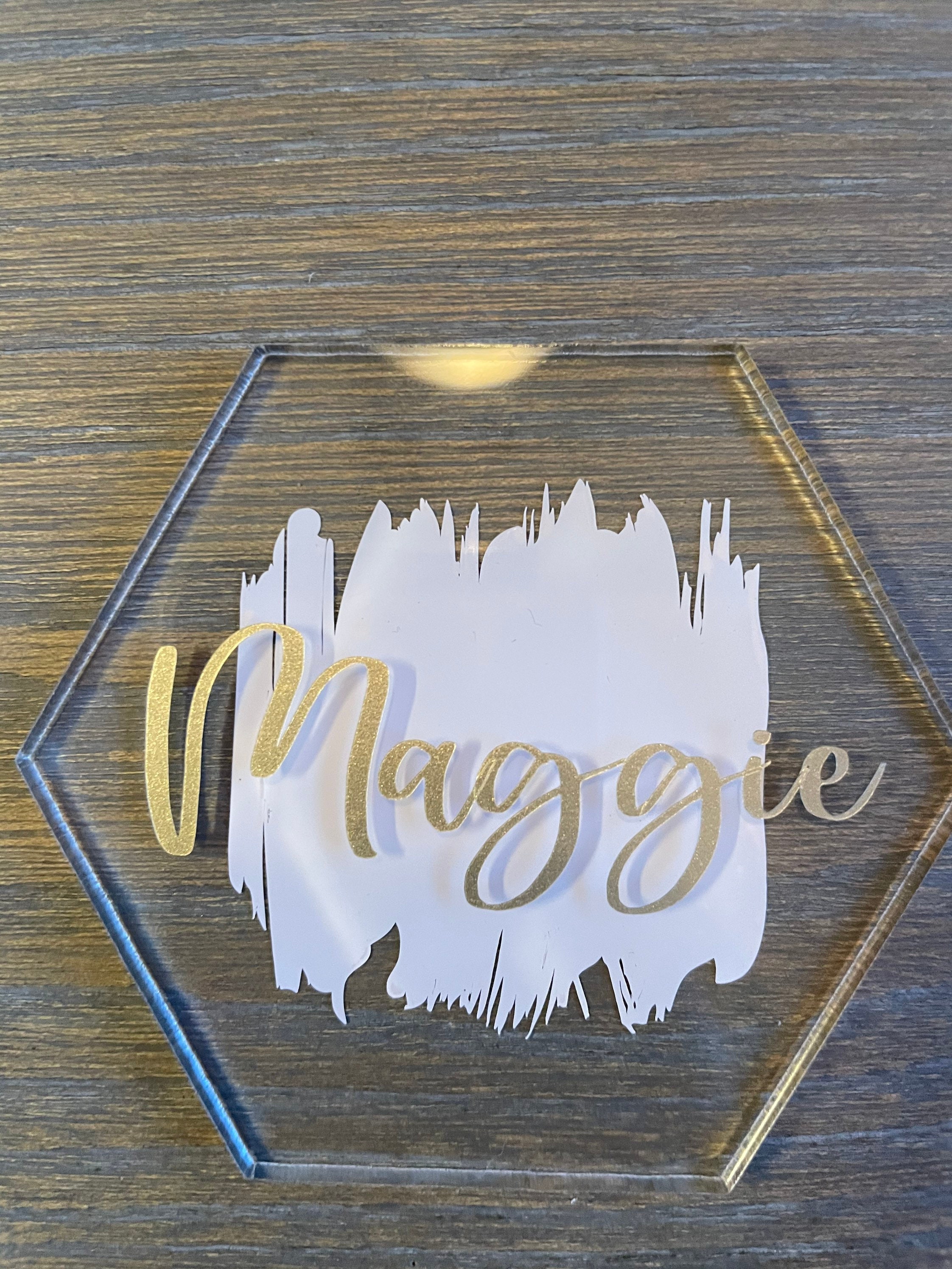 Coaster and name place card wedding favor 4pk Etsy