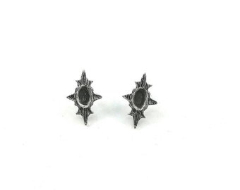 Victorian gothic earrings, sterling silver, stud earring, witchy earring, dark academia jewelry, handmade, vampire earrings, silver earrings