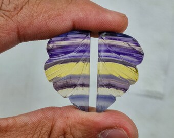 Natural Rainbow Fluorite Carved cabochons Pair.