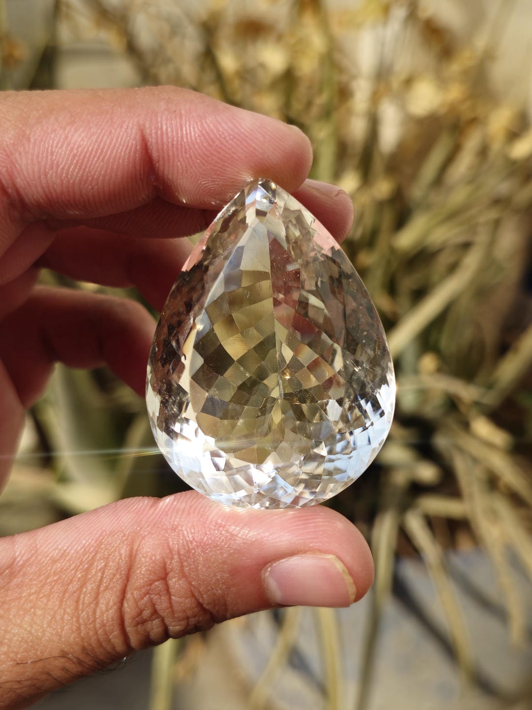 Pear Shaped Rock Crystal Quartz Gemstone | Large Faceted Crystal ...