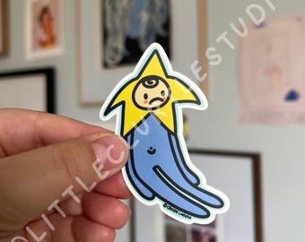 Pegatina troquelada de la amiga Estrella Fugaz Triste
