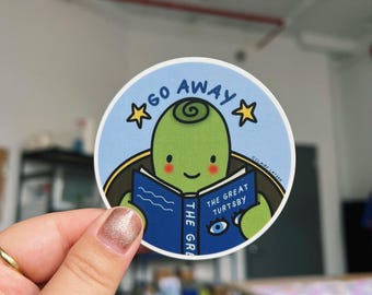 Go Away I'm Reading Turtle Circle Sticker