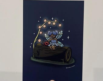 Hada del bosque brillante (impresión artística de 5 x 7 pulgadas)