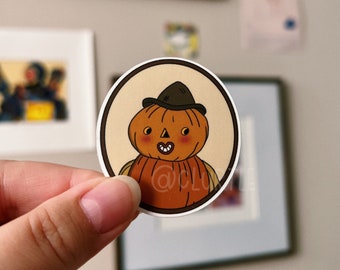 Mini pegatina troquelada con retrato de calabaza