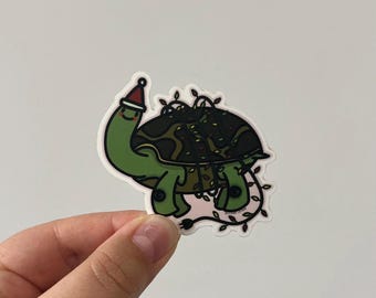 Pegatina troquelada de tortuga con luces de cadena