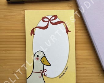 Bloc de notas de 4x6 con diseño de ganso y lazo