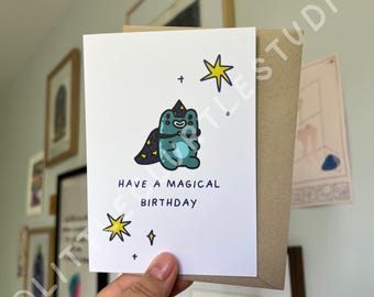 Tarjeta de cumpleaños de la rana maga