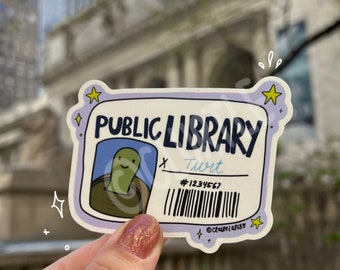 Pegatina troquelada de la tarjeta de la biblioteca de Turt