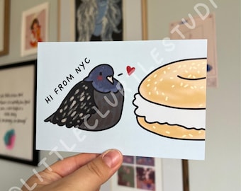 Postal de Bagel Pigeon de Nueva York