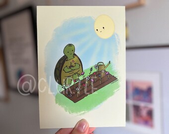Impresión artística de tortuga jardinera de 5 x 7 pulgadas