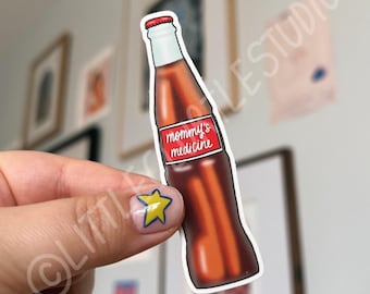 Pegatina troquelada de refresco medicinal de mamá